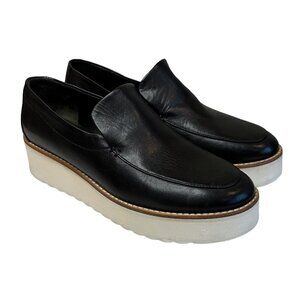 Vince Zeta Black Leather Platform Loafers